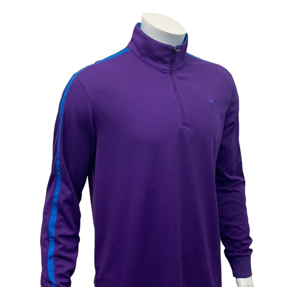Puma Dry Cell Purple Blue Subdued 1/4 Zip Pullover Golf Jacket Size Medium VGC - Picture 7 of 12